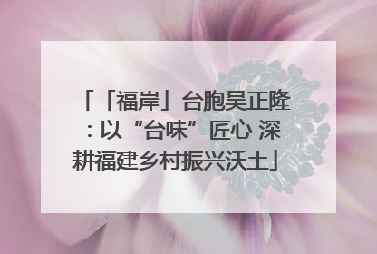 「福岸」台胞吴正隆：以“台味”匠心 深耕福建乡村振兴沃土
