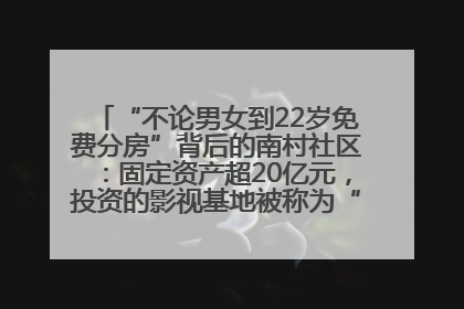 “不论男女到22岁免费分房”背后的南村社区：固定资产超20亿元，投资的影视基地被称为“山村好莱坞”