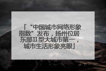 “中国城市网络形象指数”发布，扬州位居东部Ⅱ型大城市第一，城市生活形象亮眼