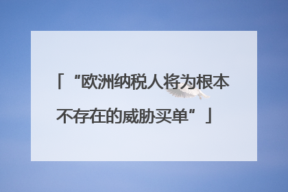 “欧洲纳税人将为根本不存在的威胁买单”