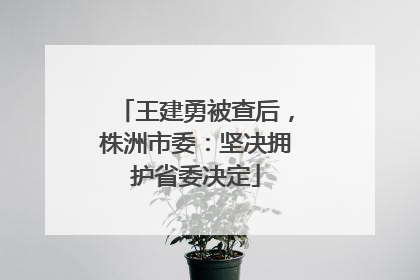 王建勇被查后，株洲市委：坚决拥护省委决定