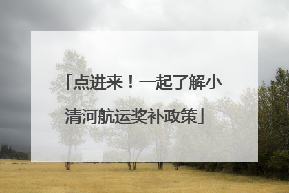 点进来！一起了解小清河航运奖补政策