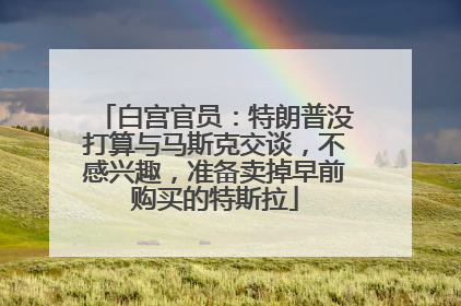 白宫官员：特朗普没打算与马斯克交谈，不感兴趣，准备卖掉早前购买的特斯拉