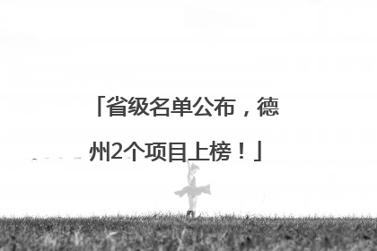 省级名单公布，德州2个项目上榜！