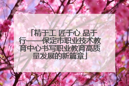 精于工 匠于心 品于行——保定市职业技术教育中心书写职业教育高质量发展的新篇章