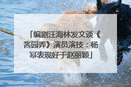 编剧汪海林发文谈《酱园弄》演员演技：杨幂表现好于赵丽颖