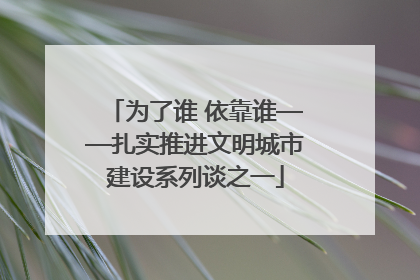 为了谁 依靠谁——扎实推进文明城市建设系列谈之一