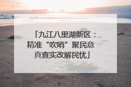 九江八里湖新区：精准“吹哨”聚民意 真查实改解民忧