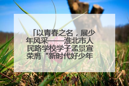 以青春之名，展少年风采——淮北市人民路学校学子孟景宣荣膺“新时代好少年”荣誉称号