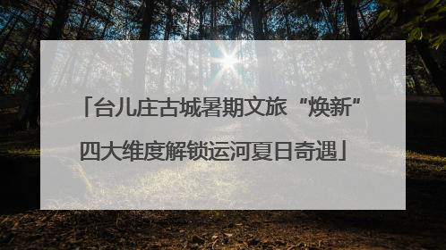 台儿庄古城暑期文旅“焕新” 四大维度解锁运河夏日奇遇
