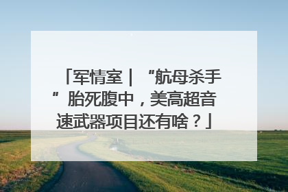 军情室｜“航母杀手”胎死腹中，美高超音速武器项目还有啥？