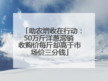 助农增收在行动：50万斤洋葱滞销 收购价每斤却高于市场价三分钱