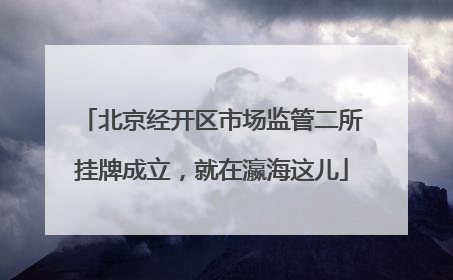 北京经开区市场监管二所挂牌成立，就在瀛海这儿