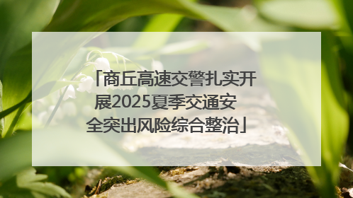 商丘高速交警扎实开展2025夏季交通安全突出风险综合整治