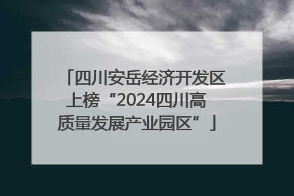 四川安岳经济开发区上榜“2024四川高质量发展产业园区”