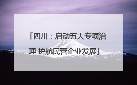 四川：启动五大专项治理 护航民营企业发展