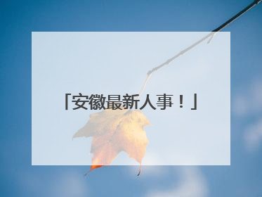 安徽最新人事！