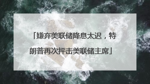 嫌弃美联储降息太迟，特朗普再次抨击美联储主席