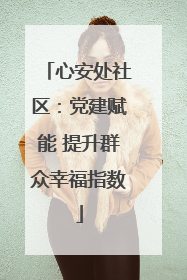 心安处社区：党建赋能 提升群众幸福指数
