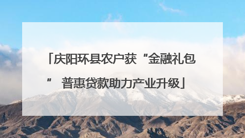 庆阳环县农户获“金融礼包” 普惠贷款助力产业升级