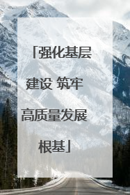 强化基层建设 筑牢高质量发展根基