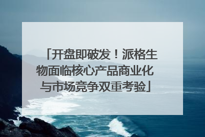 开盘即破发！派格生物面临核心产品商业化与市场竞争双重考验