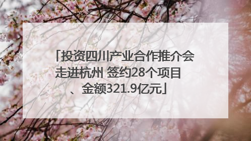 投资四川产业合作推介会走进杭州 签约28个项目、金额321.9亿元