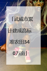 武威市累计建成高标准农田340万亩