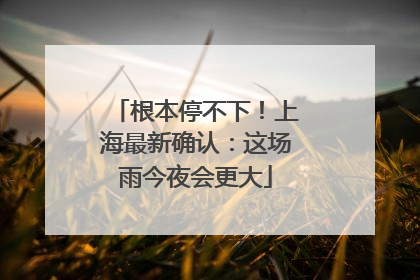根本停不下！上海最新确认：这场雨今夜会更大