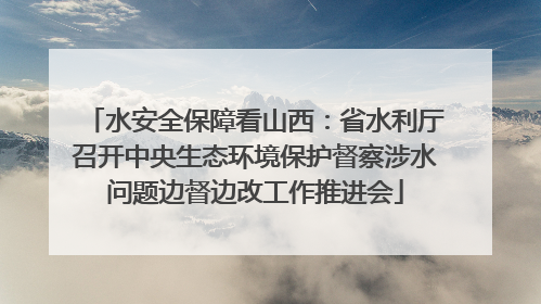 水安全保障看山西：省水利厅召开中央生态环境保护督察涉水问题边督边改工作推进会
