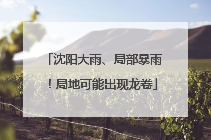 沈阳大雨、局部暴雨！局地可能出现龙卷