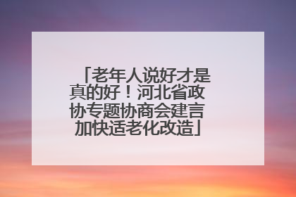 老年人说好才是真的好！河北省政协专题协商会建言加快适老化改造