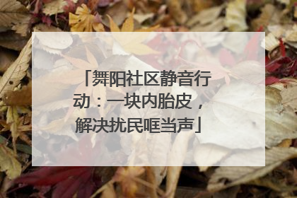 舞阳社区静音行动：一块内胎皮，解决扰民哐当声