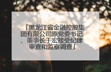 黑龙江省金融控股集团有限公司原党委书记、董事长于宏接受纪律审查和监察调查