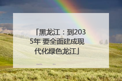 黑龙江：到2035年 要全面建成现代化绿色龙江