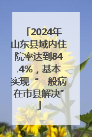 2024年山东县域内住院率达到84.4%，基本实现“一般病在市县解决”