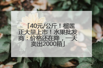 40元/公斤！榴莲正大量上市！水果批发商：价格还在降，一天卖出2000箱